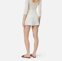 Pantaloni scurti ELISABETTA FRANCHI, Linen-blend shorts with straps, Alb