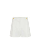 Pantaloni scurti ELISABETTA FRANCHI, Linen-blend shorts with straps, Alb