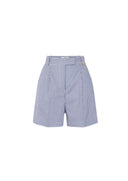 PANTALONI SCURTI ELISABETTA FRANCH, Striped stretch cotton shorts, Blue