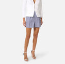 PANTALONI SCURTI ELISABETTA FRANCH, Striped stretch cotton shorts, Blue