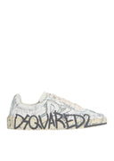 Sneakers DSQUARED2, Rider Sneakers, Graffiti Print, Alb