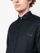 Camasa Zegna, Merino Wool, Zip Detail, Navy Blue