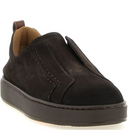 Loafers SANTONI, Victory Suede Slip-On Sneakers Brown