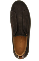 Loafers SANTONI, Victory Suede Slip-On Sneakers Brown