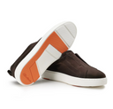Loafers SANTONI,dark brown suede slip-on sneaker