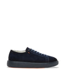 Sneakers SANTONI,  Suede Sneakers In Blue Leather