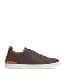 Sneakers Zegna, Low Top, Triple Stitch,  Wool, Dark Brown