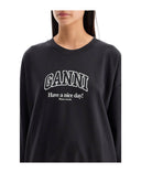 Hanorac GANNI, Text Print, Black