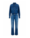 Salopeta ELISABETTA FRANCHI, Denim jumpsuit with jewel padlock