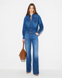 Salopeta ELISABETTA FRANCHI, Denim jumpsuit with jewel padlock
