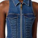 Salopeta ELISABETTA FRANCHI, Denim jumpsuit with crossover laces