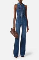 Salopeta ELISABETTA FRANCHI, Denim jumpsuit with crossover laces