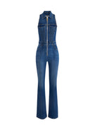 Salopeta ELISABETTA FRANCHI, Denim jumpsuit with crossover laces