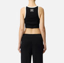 Top ELISABETTA FRANCHI, Knit fabric top with shiny viscose bands, Negru