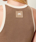 Top ELISABETTA FRANCHI, Knit fabric top with shiny viscose bands, Maro