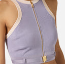Top ELISABETTA FRANCHI, Knit fabric top with shiny viscose bands, Mov