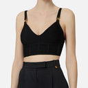 Top ELISABETTA FRANCHI, 3D knit fabric, Negru