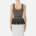 Top ELISABETTA FRANCHI, Two-colour top in knit fabric, Negru