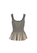 Top ELISABETTA FRANCHI, Two-colour top in knit fabric, Cream
