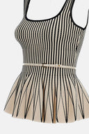 Top ELISABETTA FRANCHI, Two-colour top in knit fabric, Cream