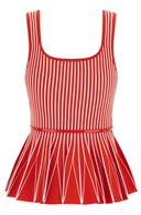 Top ELISABETTA FRANCHI, Two-colour top in knit fabric, Rosu