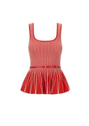 Top ELISABETTA FRANCHI, Two-colour top in knit fabric, Rosu