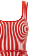 Top ELISABETTA FRANCHI, Two-colour top in knit fabric, Rosu