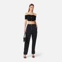 Top ELISABETTA FRANCHI,  knit fabric, Negru
