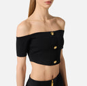 Top ELISABETTA FRANCHI,  knit fabric, Negru