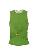 Top ELISABETTA FRANCHI, Jersey top with jewel detail, Verde