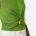 Top ELISABETTA FRANCHI, Jersey top with jewel detail, Verde