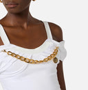 Top ELISABETTA FRANCHI, Stretch cotton top with necklace