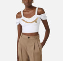 Top ELISABETTA FRANCHI, Stretch cotton top with necklace