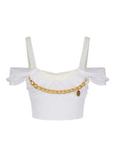 Top ELISABETTA FRANCHI, Stretch cotton top with necklace