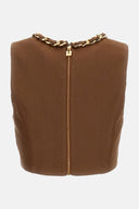 Top ELISABETTA FRANCHI, Linen-blend top with jewel chain, Maro