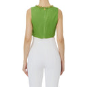 Top ELISABETTA FRANCHI, Linen-blend top with jewel chain, Verde