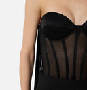 Top ELISABETTA FRANCHI, Tulle bustier top with fringes