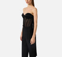 Top ELISABETTA FRANCHI, Tulle bustier top with fringes