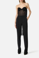 Top ELISABETTA FRANCHI, Tulle bustier top with fringes