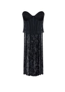 Top ELISABETTA FRANCHI, Tulle bustier top with fringes
