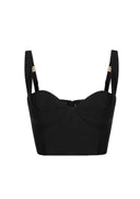 Top ELISABETTA FRANCHI, Technical fabric top, Black