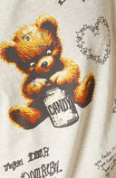 Tricou DOMREBEL, Treats Faded T-shirt in Cotton, GREIGE