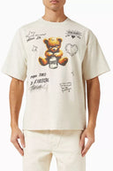 Tricou DOMREBEL, Treats Faded T-shirt in Cotton, GREIGE