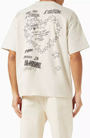 Tricou DOMREBEL, Treats Faded T-shirt in Cotton, GREIGE