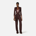 Salopeta ELISABETTA FRANCHI, lightweight crêpe fabric with two-colour cut-outs, Merlot