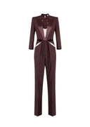 Salopeta ELISABETTA FRANCHI, lightweight crêpe fabric with two-colour cut-outs, Merlot