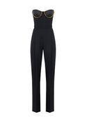 Salopeta ELISABETTA FRANCHI, Jumpsuit in gabardine fabric with jewel cups