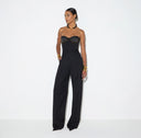 Salopeta ELISABETTA FRANCHI, Jumpsuit in gabardine fabric with jewel cups