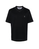 Tricou BRUNELLO CUCINELLI, Classic Design, Grey Logo, Black