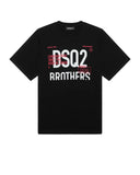 Tricou DSQUARED2, Print Brothers, Negru